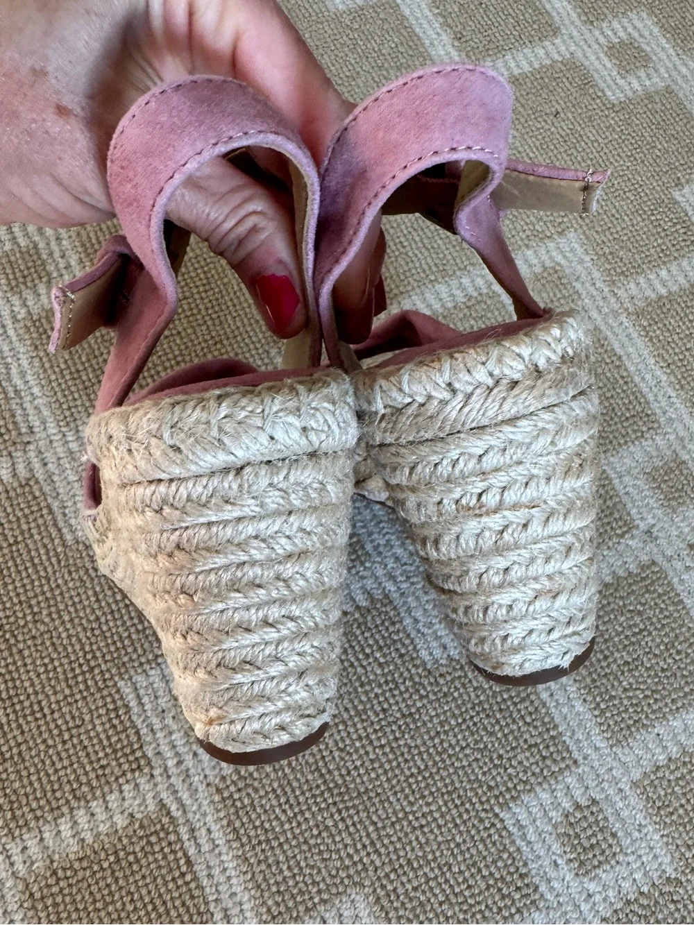 Splendid Pink Suede Espadrille Wedge Sandals Ankle Strap Summer Shoes Size 7
